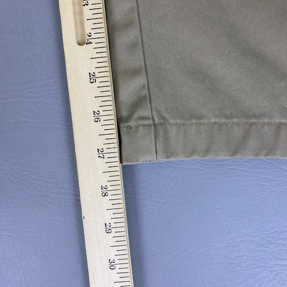 Basic Editions Pants Men's Size 50x29 Tan Khaki Pleated Chino Relaxed Fit Cotton